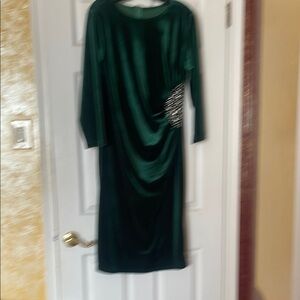 Chic Dark Green Dress with Embellishment